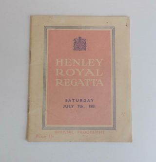 Vintage Saturday July 7 1951 Henley Royal Regatta Programme