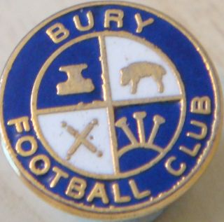Bury Fc Vintage Club Crest Type Badge Brooch Pin In Gilt 17mm Dia