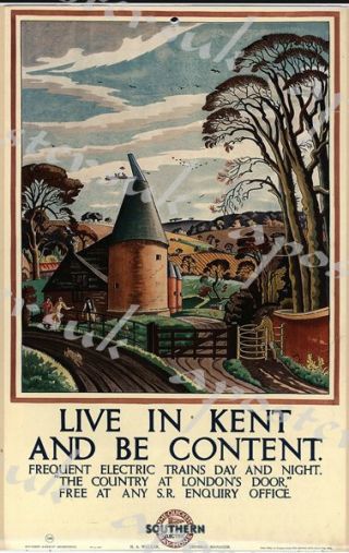 Vintage Live In Kent And Be Content Railway Poster A3/a4 Print
