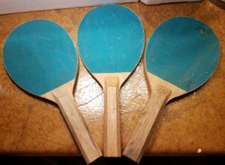 Vintage Table Tennis Ping Pong Racket Paddles Three