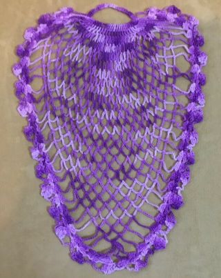Vintage Hand Crocheted Doily,  Cotton,  Heart Shape,  Variegated Purple & Lavender