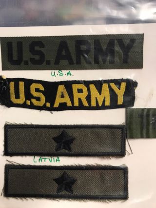 Us Latvia Portugal Army Name Tag,  Rank,  Title.  Obsolete Vintage Patches (5)