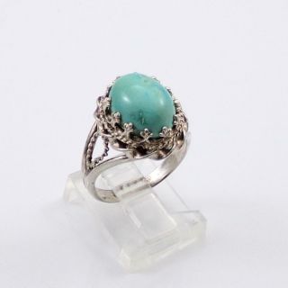 Sterling Silver Vintage Faux Turquoise Ring Size 6 1/2 Ldg11