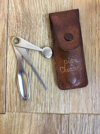 Vintage Pipe Cleaner Multi - Tool In Leather Case