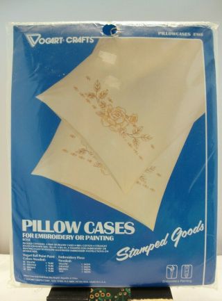 Vintage Vogart Stamped Pillowcases To Embroider Rose