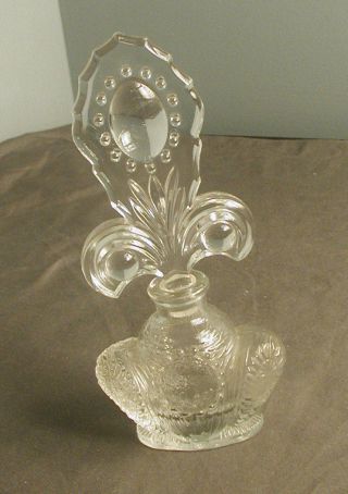Vintage 2 Pc Perfume Bottle W/ Stopper - Clear Glass - 8 " Tall - Lk
