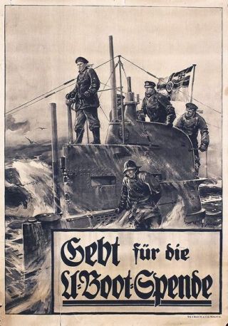 Vintage World War 1 German U Boat Submarine Recruitment Poster A3 Print
