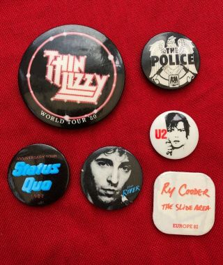 Vintage 80s Pop Rock Badges Bruce Springsteen,  Police,  Thin Lizzy U2 Etc Bundle