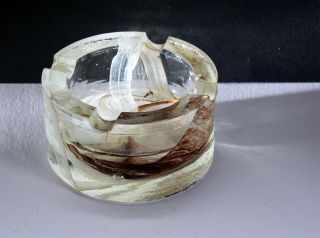Vintage Alum Bay Studio Glass Chunky Dish Ashtray From Isle Of Wight - 6.  7cm D