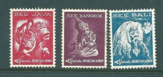 Indonesia Vintage Garuda Airways Cinderella Stamps
