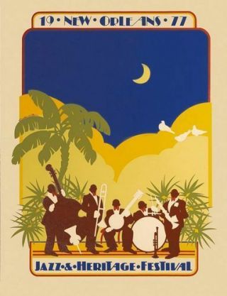 Vintage 1977 Orleans Jazz Festival Poster Print A3/a4