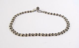 Vintage Delicate Black & White Flower Seed Bead Necklace