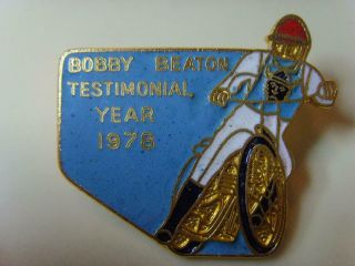 Vintage Speedway Pin Badge Bobby Beaton Testimonial Year 1978