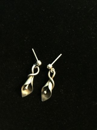 Vintage Stuart Nye Sterling Silver Sculpted Calla Lily Earrings