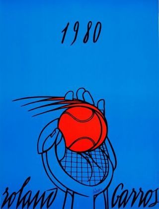 Vintage 1980 Roland Garros French Open Tennis Poster A3 Print