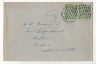 Vintage Cover Passed Ship Censor Dumb Cancels To Gamage Holborn London 057c