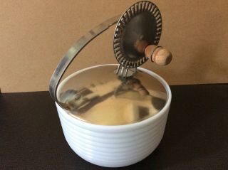 Vintage Androck Hand Mixer W/ Milk Glass Bowl