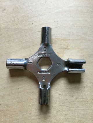 Vintage 4 Way Spoke Key Spanner Tool Spoke Size 0,  1,  2 & 3 Made In England