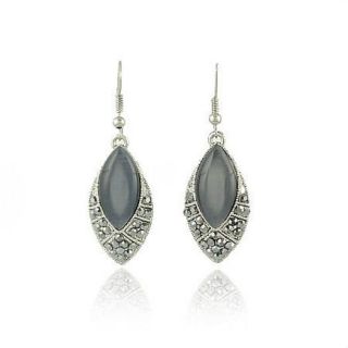 Fashion Vintage Earrings Black Gemstone Rhinestone Teardrop Shape E312