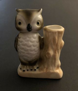 Vintage Owl Ceramic Toothpick Holder
