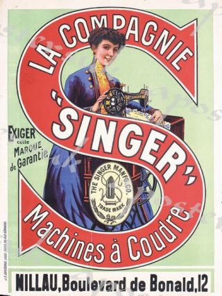 Vintage French Singer Sewing Machine Advertisement Poster A3/a4 Print