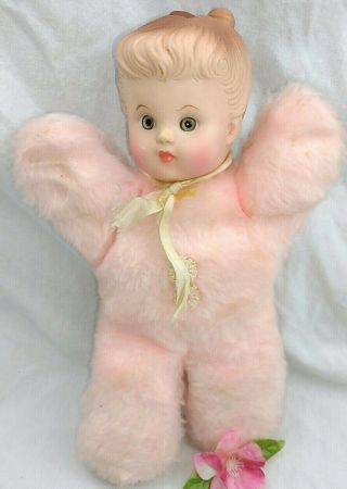 Vintage Cuddle Toys Douglas Pink Plush Girl Plastic Doll Head Toy
