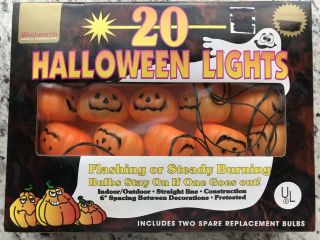 Vintage Halloween Pumpkin String Lights - Contains 20 Pumpkin Lights