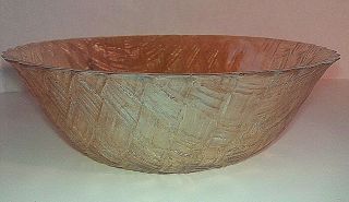 Vintage Carnival Glass Fenton Style Marigold Basket Weave Bowl 8.  5 In Diameter