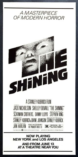 1980 Jack Nicholson Stanley Kubrick " The Shining " Movie Release Vintage Print Ad