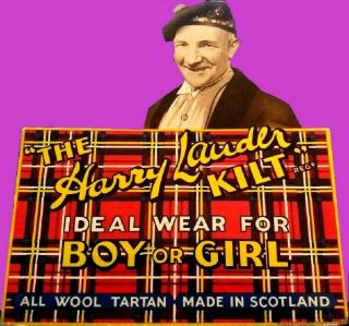 The Harry Lauder Kilt Vintage Counter Top Display.  Made In Scotland.