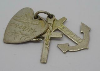 Vintage Sterling Silver Hope,  Faith & Charity Charm