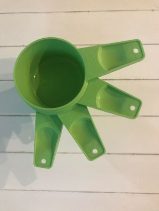 Green Vintage Tupperware Measuring Cups Set 1/2,  2/3,  3/4 & 1 Cup Sizes