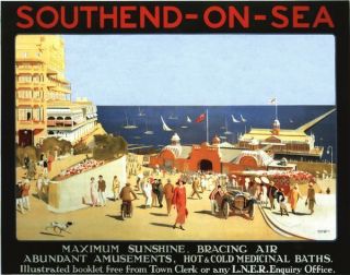 Vintage Lner Southend On Sea Railway Poster A3/a2/a1 Print