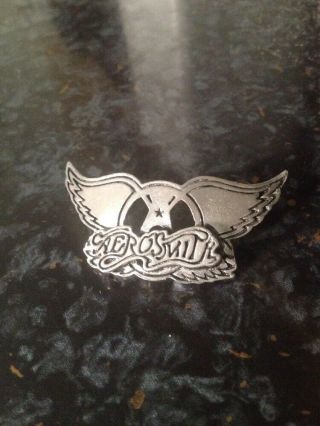 Aerosmith Vintage Badge Pin Metal Logo Rock Music Band