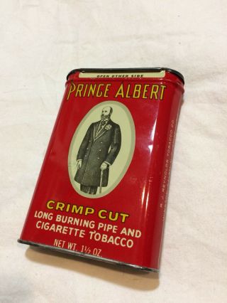 Vintage Prince Albert Crimp Cut Long Burning Pipe Tobacco Tin Can Empty Retro