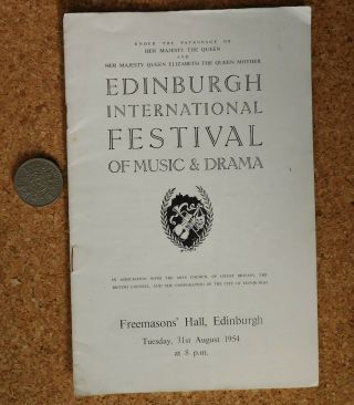 Edinburgh Festival Concert Programme Vintage 1950s Schwarzkopf Moore 1954