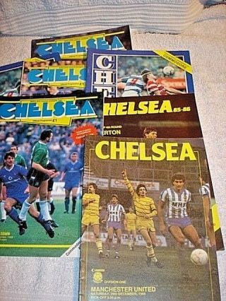 7 X Vintage 1980s Chelsea Home Programmes Dating From 1984 To 1989