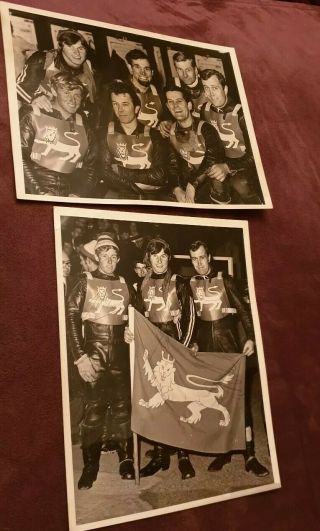 2 Vintage Leicester Lions Speedway Photos,  1 Signed By 3.