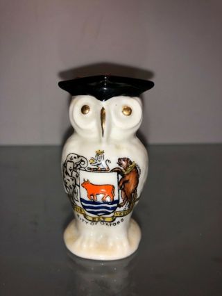 Collectible Vintage Oxford Crested Carlton China Owl Figurine Ornament Decor
