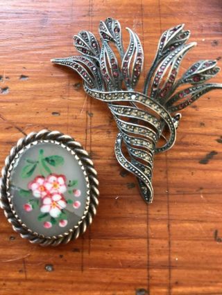 2 X Vintage Silver Metal Brooches