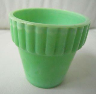 Vintage Akro Jade Green Swirled Marbleized Slag Agate Glass Small Flower Pot