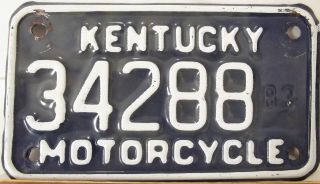 Vintage Motorcycle License Plate Kentucky 1983 34288 Steel Blue/white
