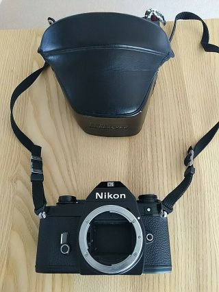 Nikon Em 35mm Slr Film Camera With Case.  Vintage,  In Good Cosmetic.