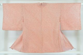 Vintage Silk Kimono Jacket:fully Shibori Poppy Red Plain@kw59