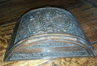 Vintage Heavily Carved Unusual Shaped Wooden Box