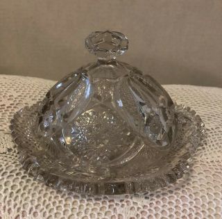 Vintage Crystal Round Dome Butter Dish With Lid / ? Manufacturer