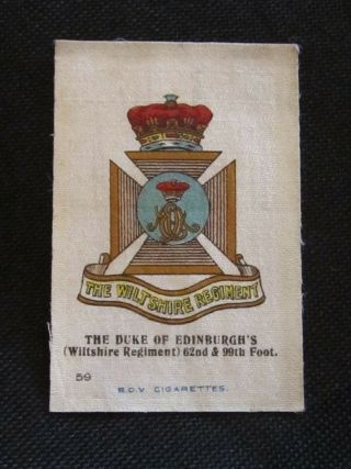 Ww1 Vintage Wiltshire Regiment Army Military Bdv Cigarette Silk