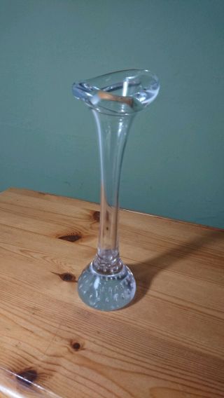 Vintage Aseda Bone / Whitefriars Jack In The Pulpit Style Clear Glass Bud Vase