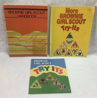 Vintage Brownie Girl Scout Handbook & 2 Try - It Books