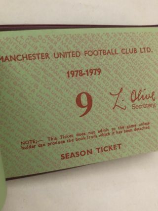 Man United - Vintage Season Ticket Book 78 / 79 Centenary Year 4